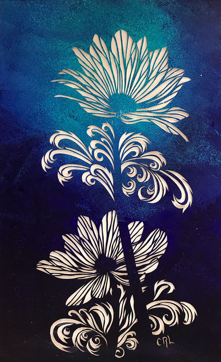 Anemone Blanda (blauwe achtergrond)